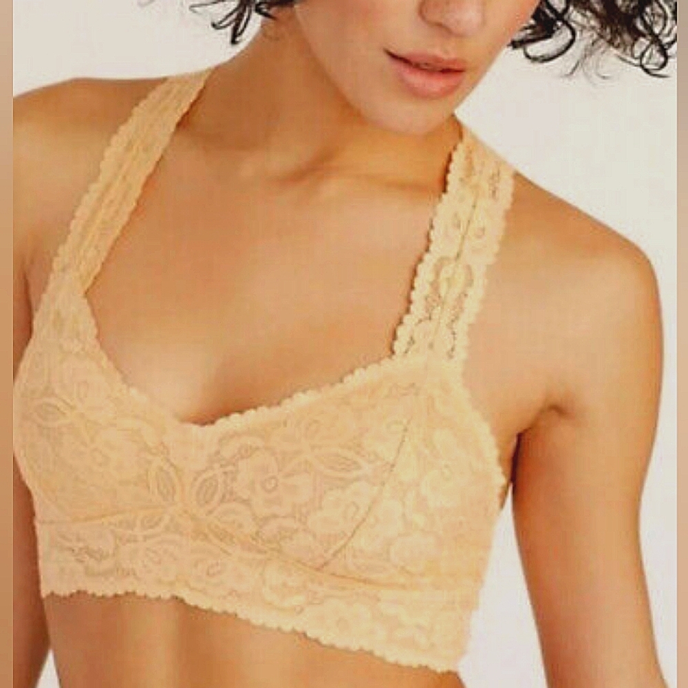 People Galloon Racerback Bralette Sz XL light brown